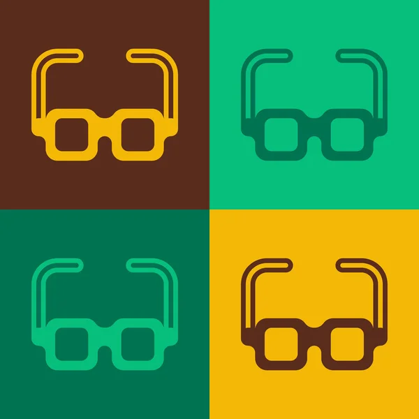 Pop Art Brille Ikone isoliert auf farbigem Hintergrund. Brillengestell-Symbol. Vektor — Stockvektor