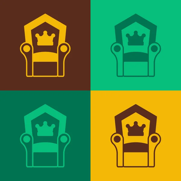 Pop art Medieval throne icon isolated on color background. Vector — Stock Vector
