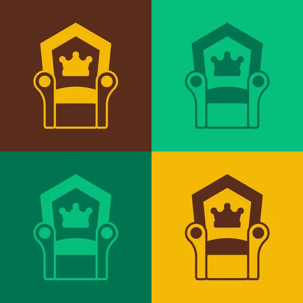 Pop art Icono del trono medieval aislado sobre fondo de color. Vector — Vector de stock