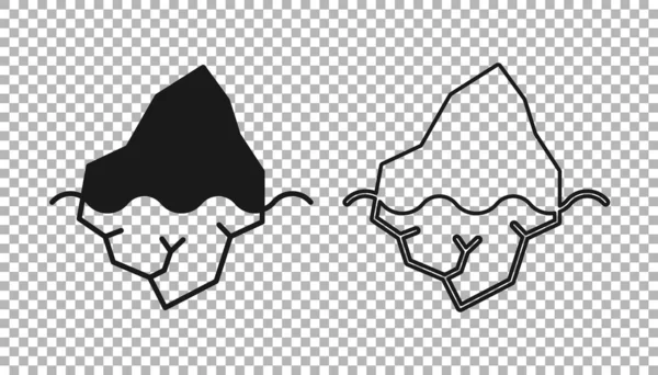 Icona Iceberg nero isolato su sfondo trasparente. Vettore — Vettoriale Stock