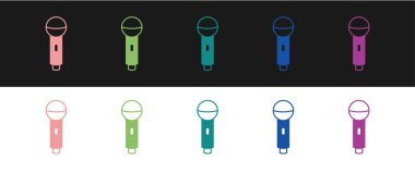 Mikrofon simgesini siyah beyaz arkaplanda izole et. Radyodaki mikrofondan. Sözcü işareti. Vektör
