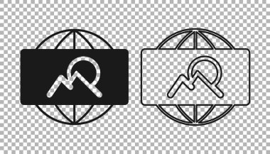 Siyah Açı Resim simgesi şeffaf arkaplanda izole edildi. Panorama manzaralı. Vektör