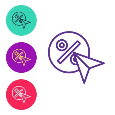 Satır İndirim etiketi simgesini beyaz arkaplanda izole et. Etiket alışverişi. Özel teklif işareti. İndirim kuponları sembolü. Simgeleri renklendirin. Vektör