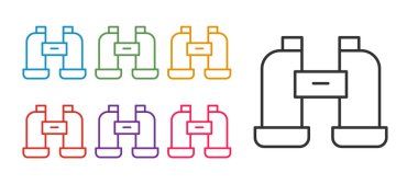 Dürbün simgesini beyaz arkaplanda izole et. Yazılım işareti bul. Casus ekipman sembolü. Simgeleri renklendirin. Vektör