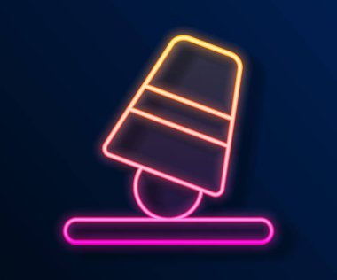 Parlayan neon hattı Oyun yüksükleri simgesi siyah arkaplanda izole edildi. Top ve cam. Şans ve servet kavramı. Vektör