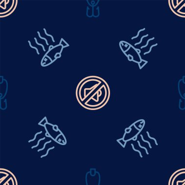 Olta yemi, ölü balık ve hoparlör kusursuz desende. Vektör