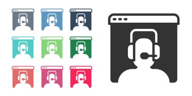 Siyah Telefon, beyaz arkaplanda 24 saat boyunca izole edilmiş destek ikonu. Tüm gün müşteri destek merkezi. Tam zamanlı çağrı servisi. Simgeleri renklendirin. Vektör