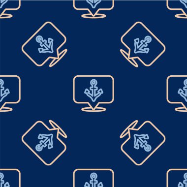 Çizgi Anchor simgesi mavi arkaplanda iz bırakmadı. Vektör