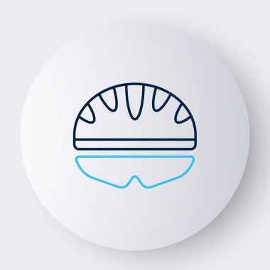 Çizgi bisiklet başlığı simgesi beyaz arkaplanda izole edildi. Olağanüstü bir spor. Spor malzemeleri. Renkli taslak konsepti. Vektör