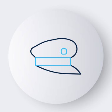 Çizgi Tren Şoförü şapkası simgesi beyaz arkaplanda izole edildi. Renkli taslak konsepti. Vektör