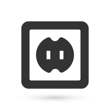 Gri Elektrik çıkış simgesi beyaz arkaplanda izole edildi. Elektrik prizi. Rosette sembolü. Vektör