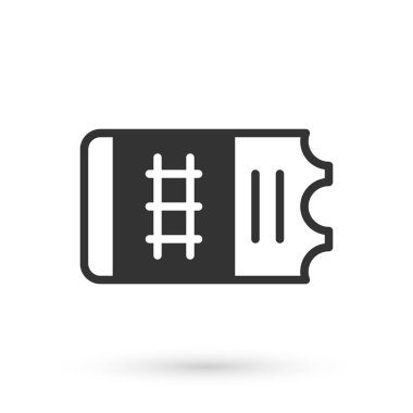 Gri tren bileti ikonu beyaz arka planda izole edildi. Demiryolu ile seyahat et. Vektör