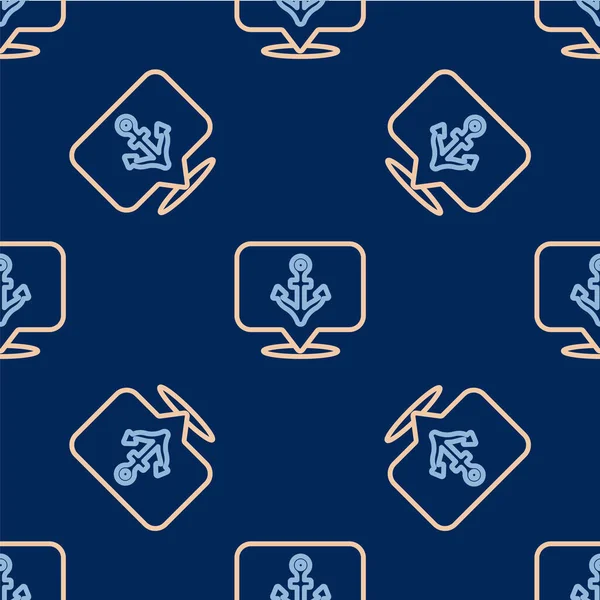 Çizgi Anchor simgesi mavi arkaplanda iz bırakmadı. Vektör