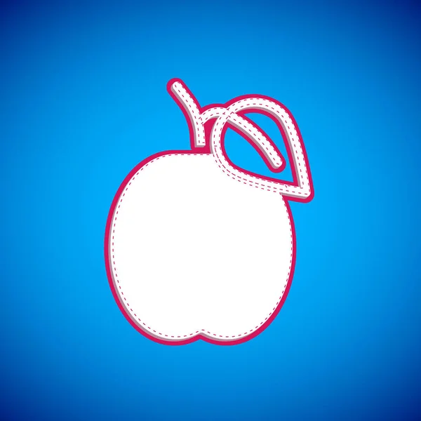 Icono de fruta de ciruela blanca aislado sobre fondo azul. Vector — Vector de stock