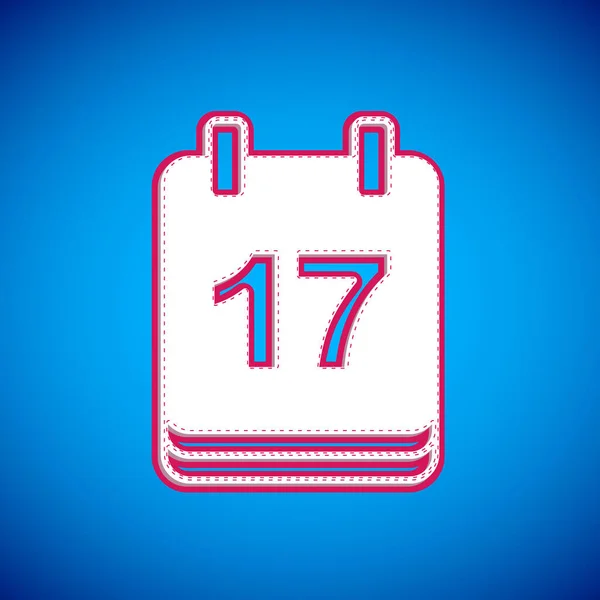 Witte Saint Patricks dag met kalender icoon geïsoleerd op blauwe achtergrond. Datum 17 maart. Vector — Stockvector