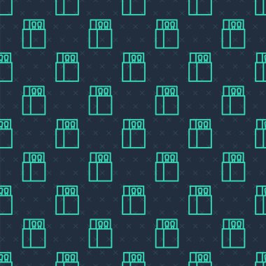 Yeşil çizgi kibrit kutusunu aç ve mavi arkaplanda izole edilmiş ikon ile eşleştir. Vektör