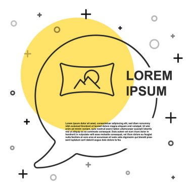 Siyah çizgi Geniş açı resim simgesi beyaz arkaplanda izole edildi. Panorama manzaralı. Rastgele dinamik şekiller. Vektör