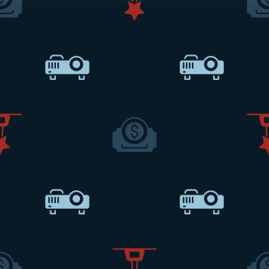 Film kupası, sinema bileti ve film, film, medya projektörünü kusursuz şekilde ayarlayın. Vektör