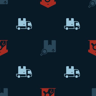 Depo kontrolü, arama paketi ve kargo kamyonunu kusursuz bir şekilde ayarlayın. Vektör