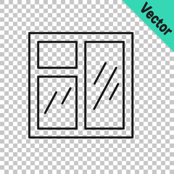 Schwarze Linie Fenster im Raum Symbol isoliert auf transparentem Hintergrund. Vektor — Stockvektor