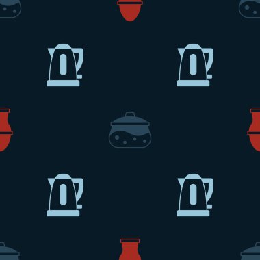 Kürsüye tavuk yumurtası, tencere ve elektrikli su ısıtıcısı koyun. Vektör