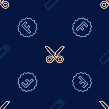 Çizgi cetvelini, sınav kağıdını yanlış cevaplarla ve makasları kusursuz desenle ayarla. Vektör