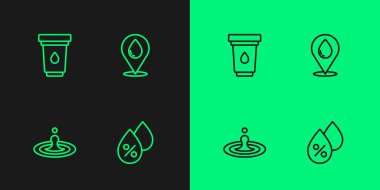 Satır su bırakma yüzdesini, filtre kartuşunu ve konum simgesini ayarla. Vektör