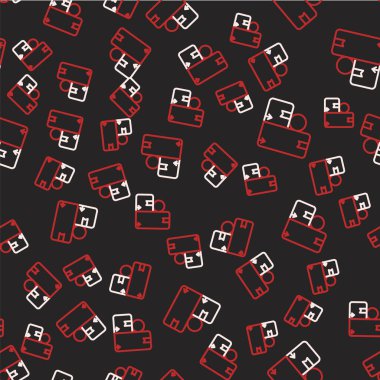 Çizgi karton kutu simgesi siyah arkaplanda izole edilmiş kusursuz desen. Kutu, paket, paket işareti. Teslimat ve ambalaj. Vektör