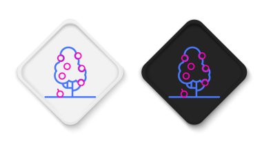 Beyaz arkaplanda meyve ağacı simgesi izole edildi. Tarım fabrikası. Organik tarım ürünü. Meyve bahçesi. Bahçe teması. Renkli taslak konsepti. Vektör