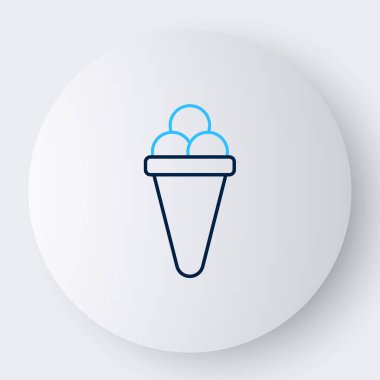 Beyaz arka planda izole edilmiş Waffle külahlı çizgi dondurma. Güzel sembol. Renkli taslak konsepti. Vektör