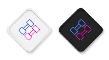 Dumbbell çizgisi simgesi beyaz arkaplanda izole edildi. Kas kaldırma, fitness halteri, spor malzemeleri. Renkli taslak konsepti. Vektör