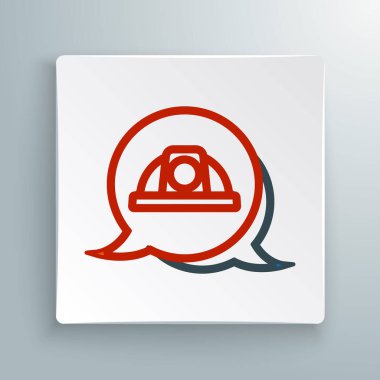 Beyaz arkaplanda çizgi işçisi kaskı simgesi izole edildi. Renkli taslak konsepti. Vektör