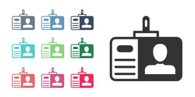 Beyaz arka planda siyah kimlik simgesi izole edildi. Sunum için, şirketin kimliği için, reklam için kullanılabilir. Simgeleri renklendirin. Vektör