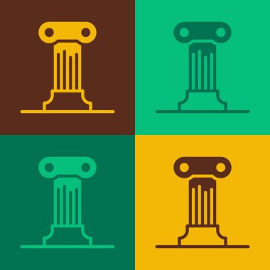 Pop Sanat Hukuku sütun simgesi renk arkaplanında izole edildi. Eski bir sütun. Vektör