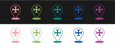 Haçlı Seferi simgesini siyah beyaz arkaplanda izole et. Vektör