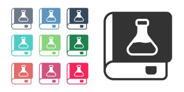 Siyah Kimya kitabı simgesi beyaz arkaplanda izole edilmiş. Simgeleri renklendirin. Vektör