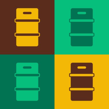 Pop Art Metal bira fıçısı ikonu renk arkaplanında izole edilmiş. Vektör