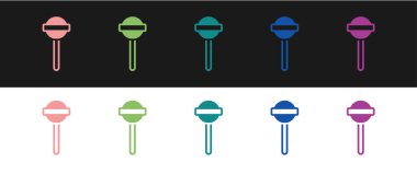 Lolipop simgesini siyah beyaz arkaplanda izole et. Yemek, lezzetli bir sembol. Vektör