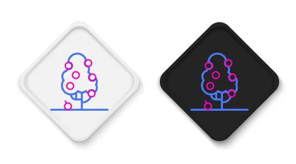 Čára Ovocný strom ikona izolované na bílém pozadí. Zemědělská rostlina. Ekologický zemědělský produkt. Ovocná zahrada. Zahradní téma. Barevný koncept. Vektor — Stockový vektor