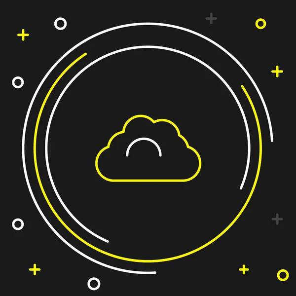 Линия Облачно иконка погоды изолированы на черном фоне. Красочная концепция контура. Вектор — стоковый вектор