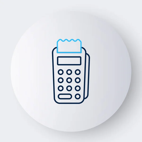 라인 POS 터미널에는 신용 카드를 삽입하고 흰색 배경에 분리 된 호혜 아이콘을 인쇄하였다. NFC 지불 개념. 화려 한 윤곽 개념. Vector — 스톡 벡터
