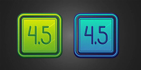 Green and blue Film or movie cinematography rating or review icon isolated on black background. Vector