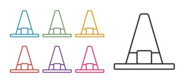 Cadı şapkası simgesi beyaz arkaplanda izole edildi. Mutlu Cadılar Bayramı Partisi. Simgeleri renklendirin. Vektör