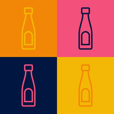 Popüler sanat eseri şişe ikonu renk arkaplanında izole edilmiş. Soda su içme tabelası. Vektör