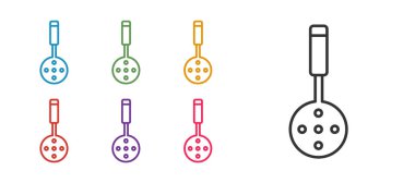 Spatula simgesini beyaz arkaplanda izole et. Mutfak spatula ikonu. Barbekü spatula işareti. Barbekü ve ızgara aleti. Simgeleri renklendirin. Vektör