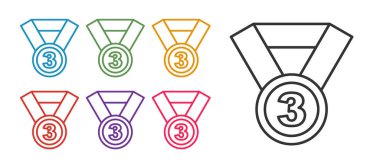 Madalya simgesini beyaz arkaplanda izole et. Kazanan sembol. Simgeleri renklendirin. Vektör