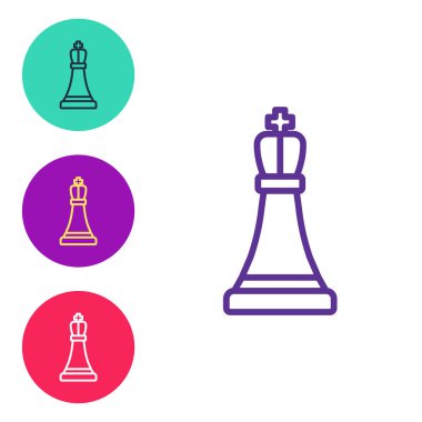 Satranç simgesini beyaz arkaplanda izole et. İş stratejisi. Oyun, yönetim, finans. Simgeleri renklendirin. Vektör