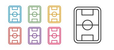 Futbol ya da futbol sahası simgesi beyaz arkaplanda izole edildi. Simgeleri renklendirin. Vektör