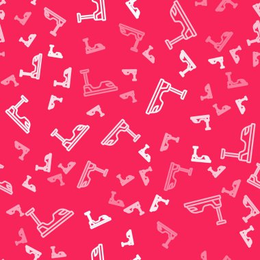 Beyaz çizgi çarpışan araba ikonu kırmızı arka planda izole edilmiş. Eğlence parkı. Çocuklar için eğlence parkı, eğlence parkı. Vektör