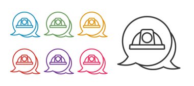 Beyaz arkaplanda İşçi Güvenlik Kask simgesi izole edildi. Simgeleri renklendirin. Vektör